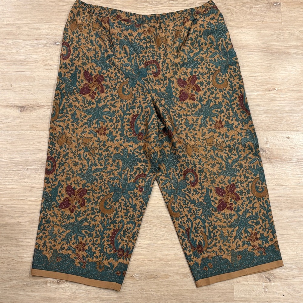 Coldwater Creek Paisley Pants - Teal and Brown